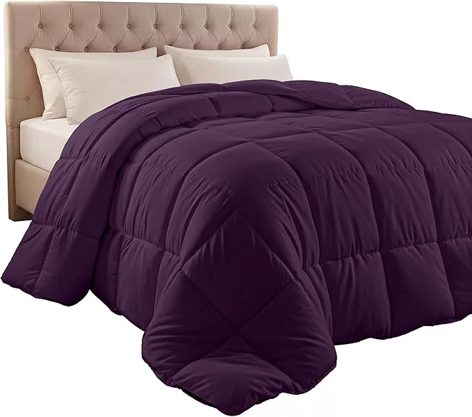 Practical Utopia Bedding Comforter Duvet Insert Quilted Comforter with Corner Tabs Box Stitched Down Comforters Queen Size Plum Trendy