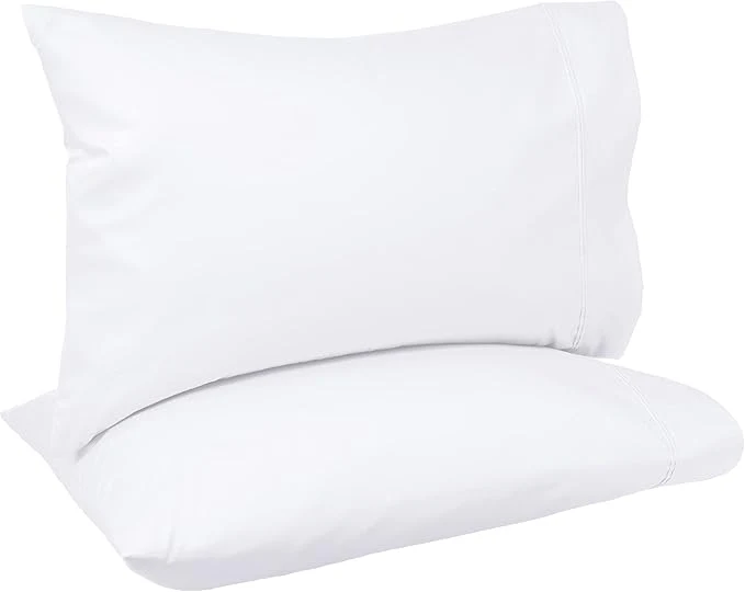 Sustainable Amazon Basics 400 Thread Count Cotton Pillowcases Standard 30 quot L x 20 quot W White – Set of 2 Pillows Not Included Crafted