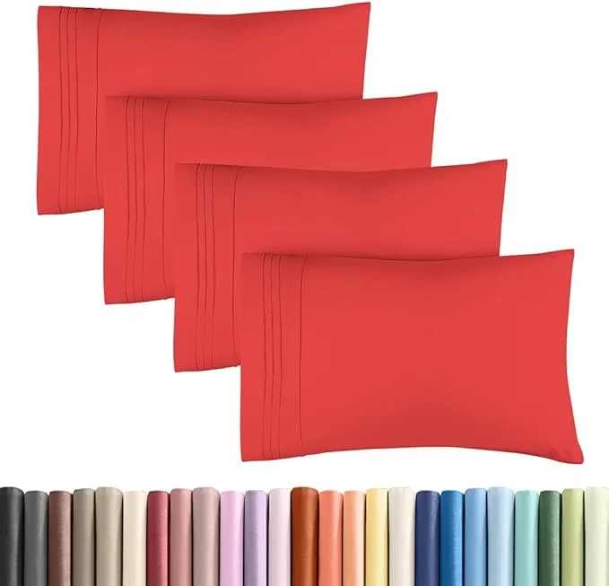 Effective King Standard Pillow Cases Set of 4 – Soft Hotel Quality Pillowcase Covers – Comfy. Cozy Bedding for Women Men Kids amp Teens – Machine Washable Pillow Protectors – 4 Piece – King Standard Size Red Healthy