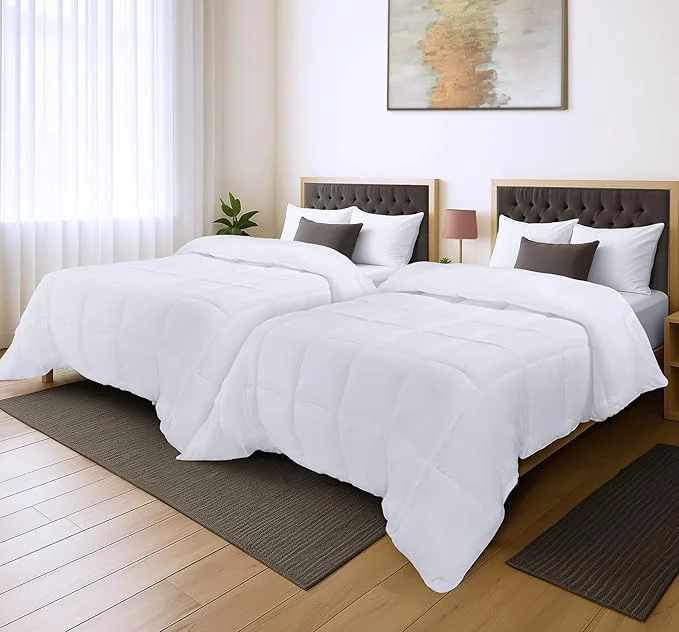 High-Grade Utopia Bedding Comforter Duvet Insert Quilted Comforter with Corner Tabs Box Stitched Down Comforters Queen Size White Pack of 2 Reusable