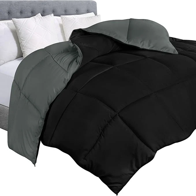 Prestigious Utopia Bedding Comforter Duvet Insert Quilted Comforter with Corner Tabs Box Stitched Down Comforters Queen Size Black Grey Natural
