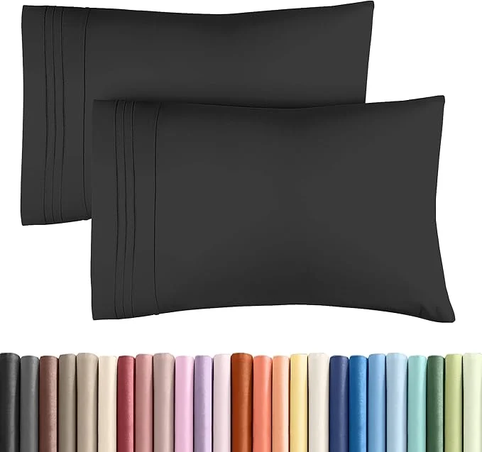 Exceptional King Pillow Cases Set of 2 – Ultra Soft Hotel Quality Pillowcase Covers – Comfy Cozy amp Wrinkle – Shrinkage Stain and Fade Resistant – Machine Washable Pillow Protectors – 2 Piece Set – Black Sustainable