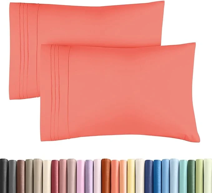 Dependable Standard Pillow Cases Set of 2 – Ultra-Soft Hotel Quality Pillowcase Covers – Comfy amp Wrinkle – Stain and Fade Resistant – Machine Washable Pillow Protectors – 2 Piece Set – Standard Coral Convenient
