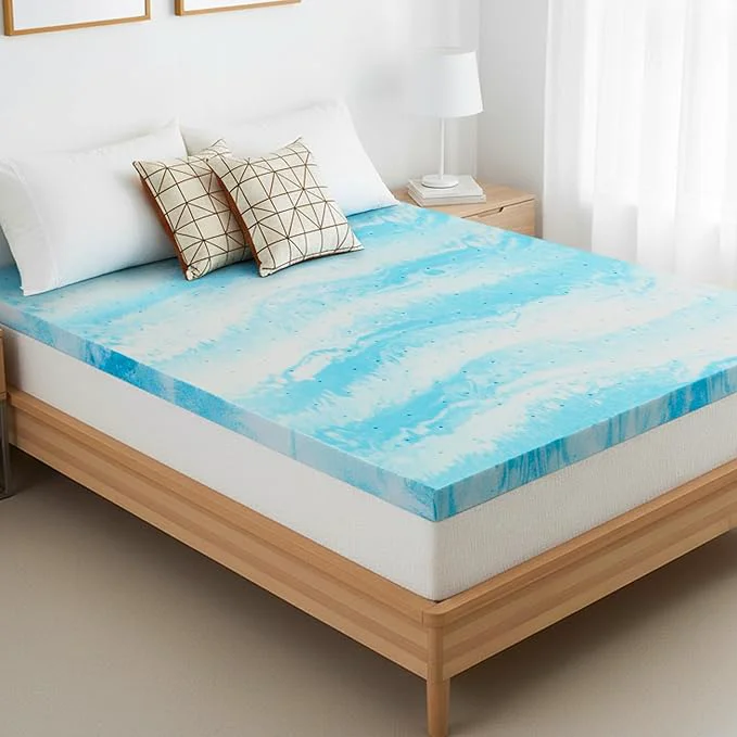 Advanced 4 Inch Queen Mattress Topper Gel Memory Foam Mattress Pad Ventilated Bed Topper for Pressure Relief CertiPUR-US Recyclable