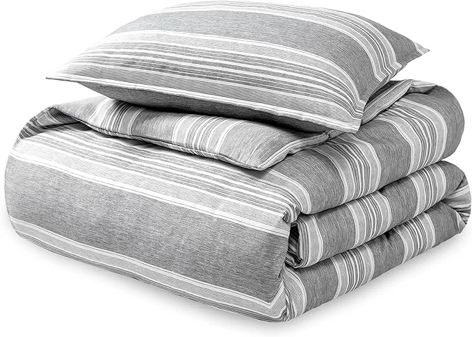 Exceptional Bare Home Duvet Cover – Extra Long Size Bedding Set – Premium 1800 Super Soft Collection – Lightweight Cooling – Soft Breathable Duvet Cover Twin Twin XL Stripe – Heathered Charcoal Original Design