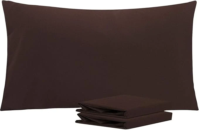 Efficient NTBAY King Pillowcase Set – 2 Pack Brushed Microfiber 20×36 Pillowcases – Soft Wrinkle- Fade-Resistant Stain-Resistant Dark Brown Pillowcases with Envelope Closure – 20×36 Inches Dark Brown Durable