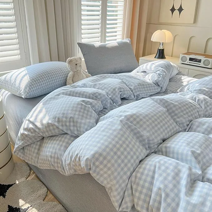 Carefully Designed Nayoroom Gingham Duvet Cover Oversized King Blue White Plaid Checkered Comforter Cover 3 Pcs Soft Breathable Washed Microfiber Grid Farmhouse Bedding Set with Pillow Shams Trendy