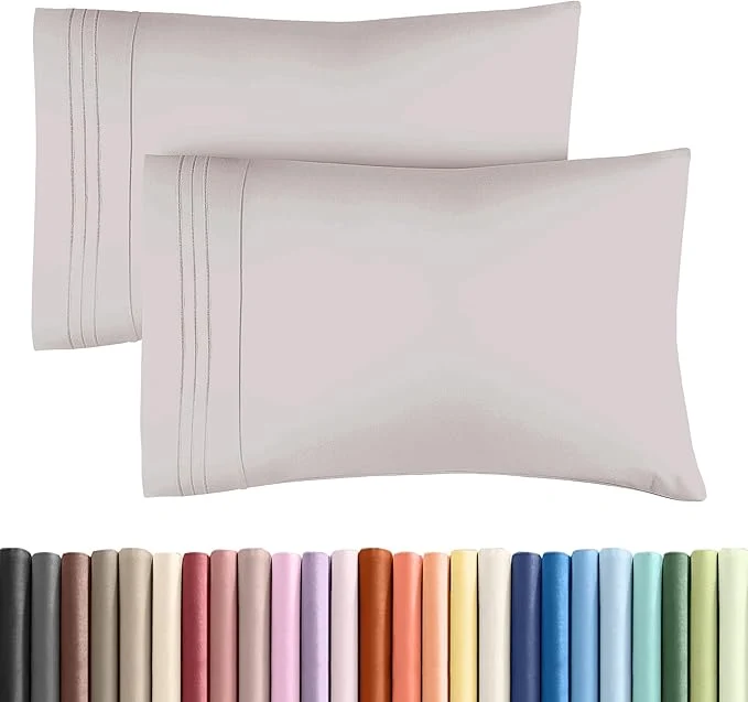 Reusable Standard Pillow Cases Set of 2 – Soft Hotel Quality Pillowcase Covers – Comfy amp Wrinkle – Stain and Fade Resistant – Machine Washable Pillow Protectors – 2 Piece Set – Standard Size Light Grey Practical