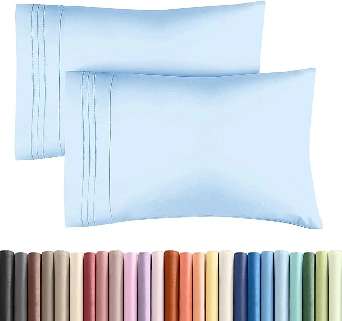 Genuine King Standard Pillow Cases Set of 2 – Soft Hotel Quality Pillowcase Covers – Comfy Cozy amp Fade – Wrinkle Resistant – Machine Washable Pillow Protectors – 2 Piece Set – King Standard Light Blue Relaxed