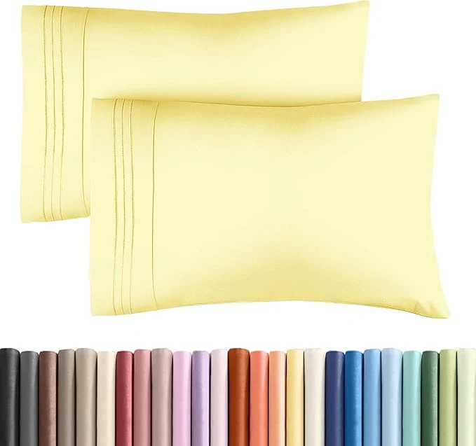 Comfortable King Pillow Cases Set of 2 – Ultra Soft Hotel Quality Pillowcase Covers – Comfy Cozy amp Wrinkle – Shrinkage Stain and Fade Resistant – Machine Washable Pillow Protectors – 2 Piece Set – Yellow Relaxed