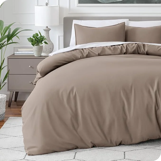 Functional Bare Home Bedding Duvet Cover King Size – Premium 1800 Super Soft Collection – Lightweight Cooling – Soft Breathable Bedding Duvet Cover King Taupe Eco-Friendly