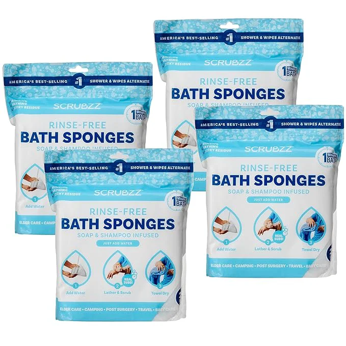 Functional Scrubzz Disposable No Rinse Bathing Wipes Fine