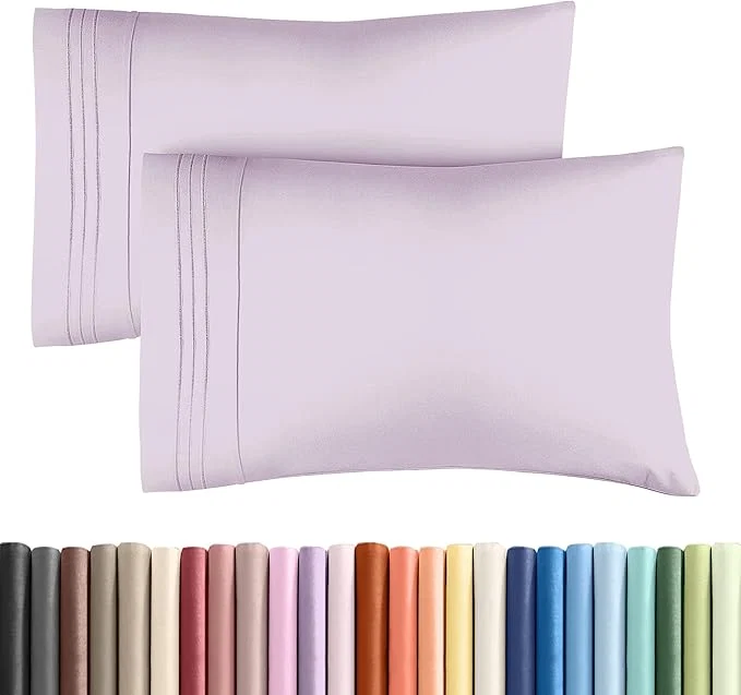 Minimalist Queen Pillow Cases Set of 2 – Ultra Soft Hotel Quality Pillowcase Covers – Comfy Cozy amp Wrinkle – Shrinkage and Fade Resistant – Machine Washable Pillow Protectors – 2 Piece Set – Light Lavender Refined