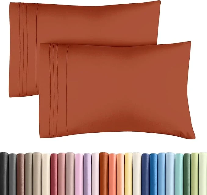 High-Grade Standard Pillow Cases Set of 2 – Soft Hotel Quality Pillowcase Covers – Comfy amp Wrinkle – Stain and Fade Resistant – Machine Washable Pillow Protectors – 2 Piece Set – Standard Size Terracotta High-End