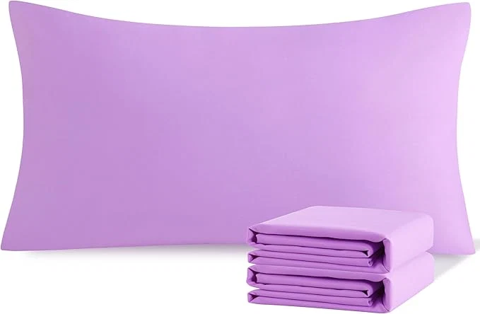 Certified NTBAY King Pillowcase Set – 2 Pack Brushed Microfiber 20×40 Pillowcases – Soft Wrinkle- Fade-Resistant Stain-Resistant Light Purple Pillowcases with Envelope Closure – 20×40 Inches Proven