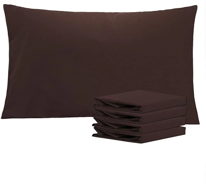 Outstanding NTBAY Queen Pillowcase Set – 4 Pack Brushed Microfiber 20×30 Pillowcases – Soft Wrinkle- Fade-Resistant Stain-Resistant Dark Brown Pillowcases with Envelope Closure – 20×30 Inches Dark Brown Convenient