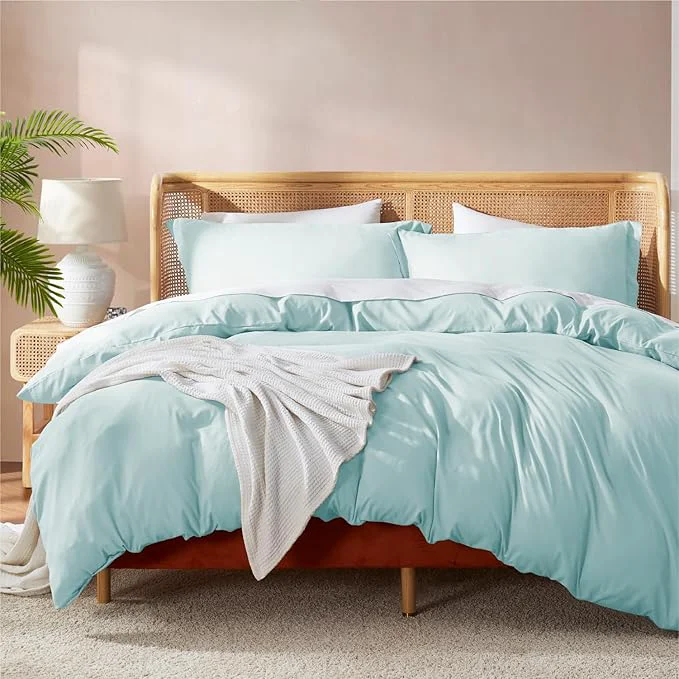 Sophisticated Nestl Light Blue Duvet Cover Full Size – Soft Double Brushed Full Size Duvet Cover Set 3 Piece with Button Closure 1 Duvet Cover 80×90 inches and 2 Pillow Shams Premium Material