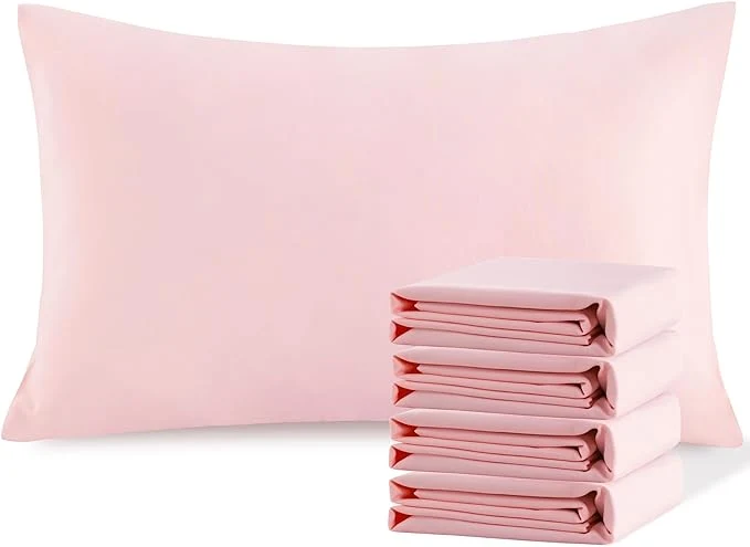 Secure NTBAY Queen Pillowcase Set – 4 Pack Brushed Microfiber 20×30 Pillowcases – Soft Wrinkle- Fade-Resistant Stain-Resistant Blush Pink Pillowcases with Envelope Closure – 20×30 Inches Blush Pink Solid