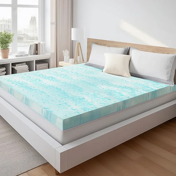 Fast Sweetcrispy Mattress Topper Full 4 Inch Thick Memory Foam Gel Infused Cooling Toppers Pad for Full Size Bed Sleeper Sofa RV Camper CertiPUR US Ventilated and Breathable Blue Healthy