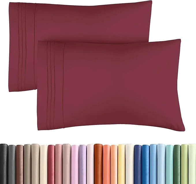 Versatile Queen Pillow Cases Set of 2 – Ultra Soft Hotel Quality Pillowcase Covers – Comfy Cozy amp Wrinkle – Shrinkage Stain amp Fade Resistant – Machine Washable Pillow Protectors – 2 Piece Set – Burgundy Convenient
