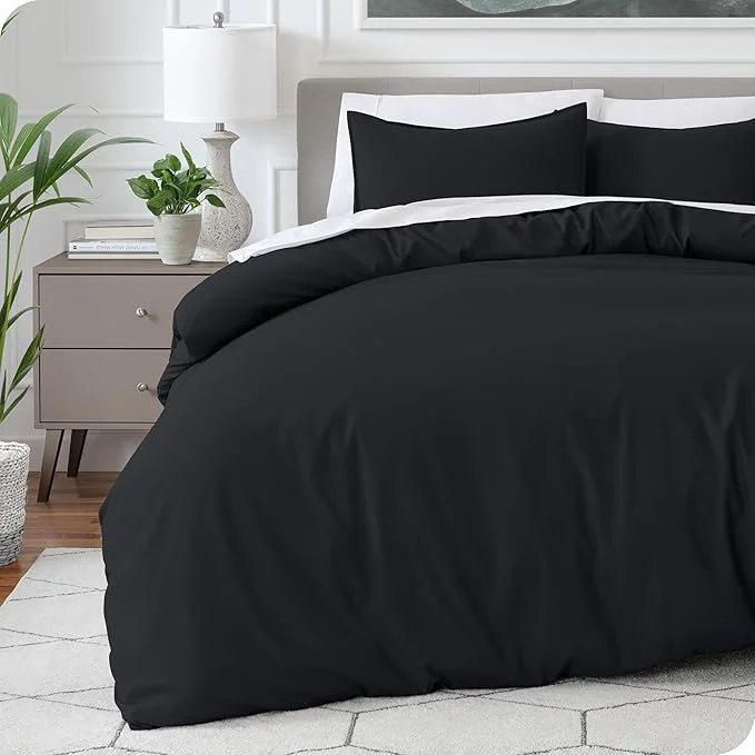Quality Bare Home Bedding Duvet Cover Oversized Queen Size – Premium 1800 Super Soft Collection – Lightweight Cooling Duvet Cover – Soft Breathable Bedding Oversized Queen Black Contemporary