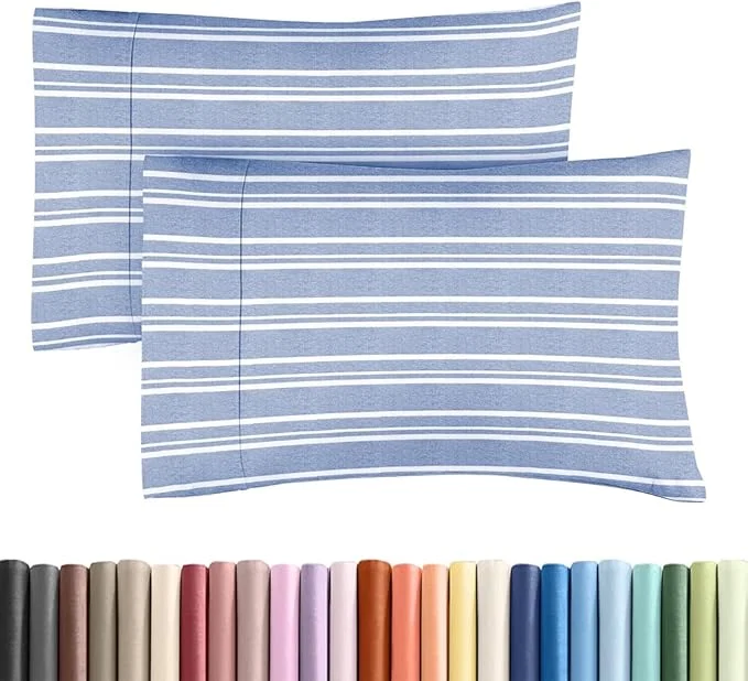 Effective King Standard Pillow Cases Set of 2 – Ultra-Soft Hotel Quality Pillowcase Covers – Comfy Cozy amp Fade – Wrinkle Resistant – Machine Washable Pillow Protectors – 2 Piece Set – Blue Stripes 3 Functional