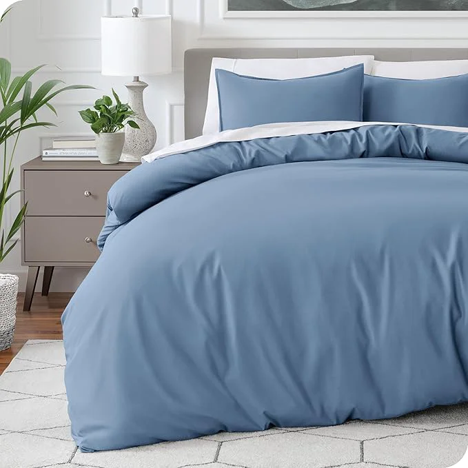 Professional Bare Home Bedding Duvet Cover Queen Size – Premium 1800 Super Soft Collection – Lightweight Cooling Duvet Cover – Soft Breathable Bedding Queen Coronet Blue Outstanding