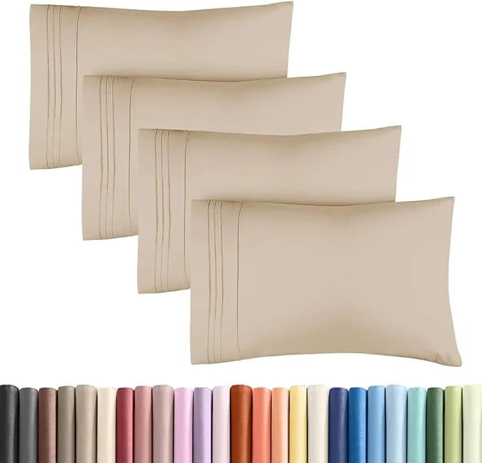 Superior Standard Pillow Cases Set of 4 – Ultra Soft Hotel Quality Pillowcase Covers – Comfy Cozy Bedding for Women Men Kids amp Teens – Machine Washable Pillow Protectors – 4 Piece Set – Standard Size Cream Outstanding