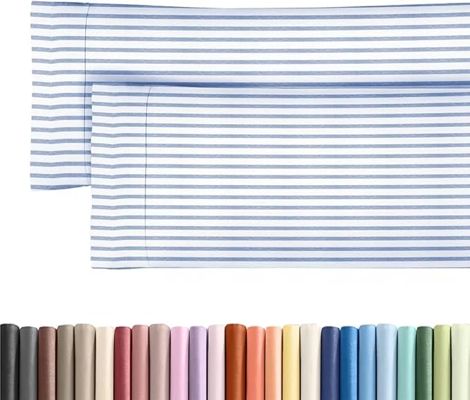 Eco-Friendly Body Pillowcases Set of 2-20×54 Long Body Pillow Case – Soft Body Pillow Cover for Sleeping amp Side Sleepers – Comfy Wrinkle amp Fade – Machine Washable w Envelope Enclosure Blue Stripes 2 Detailed