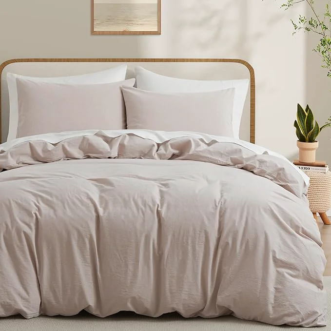 Safe Linen Light Grey Duvet Cover Full Size Washed Cotton Linen Like Bedding Set with Zipper Closure No Comforter 80×90 Inches High-Quality