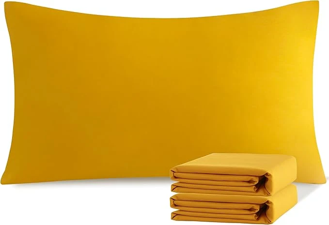 Dependable NTBAY King Pillowcase Set – 2 Pack Brushed Microfiber 20×36 Pillowcases – Soft Wrinkle- Fade-Resistant Stain-Resistant Ginger Yellow Pillowcases with Envelope Closure – 20×36 Inches Organic