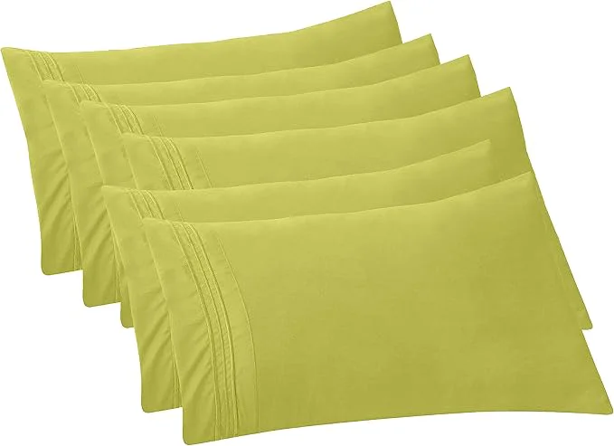 High-End Elegant Comfort 6-Pack Solid Pillowcases 1500 Premium Hotel Quality Microfiber – Smooth Weave Wrinkle and Fade Resistant Easy Slip-On 6-Piece Set Standard Queen Pillowcase Pistachio Green Specialty