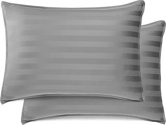 Detailed Queen Pillowcases by Pure Bamboo Organic Viscose Derived from Bamboo Luxuriously Soft amp Cooling Double Stitching Envelope Closure 2 Queen Pillowcases Jacquard Stone Eco-Friendly