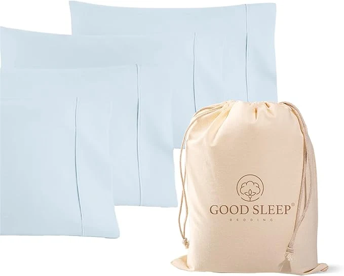 Excellent 1000 TC Light Blue King Pillowcases Set of 4 Egyptian Cotton Pillow Cases with Long Staple Cotton amp Sateen Weave Silky Soft Hotel – Like Bed Pillow Covers for Comfy Sleeping Snug Fit Eco-Friendly