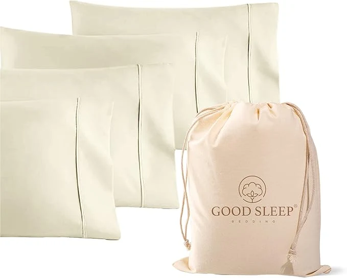 Exceptional 1000 TC Ivory King Pillowcases Set of 4 Egyptian Cotton Pillow Cases with Long Staple Cotton amp Sateen Weave Silky Soft Hotel – Like Bed Pillow Covers for Comfy Sleeping Snug Fit Certified