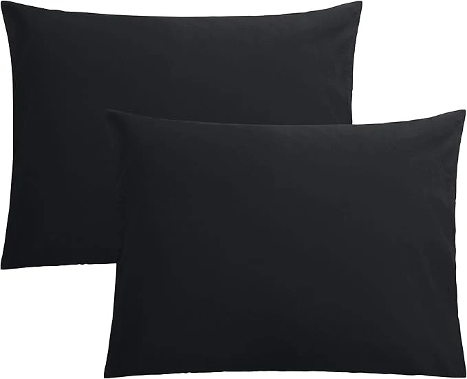 Lightweight FLXXIE Pillow Cases Standard Size Soft Microfiber Pillow Covers with Envelope Closure Wrinkle Stain Resistant Pillowcases 2 Piece Set 20×26 Black Environmentally Friendly