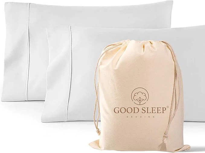 Comfortable 1000 TC White Standard Pillowcases Set of 2 Egyptian Cotton Pillow Cases with Long Staple Cotton amp Sateen Weave Silky Soft Hotel – Like Bed Pillow Covers for Comfy Sleeping Snug Fit Proven