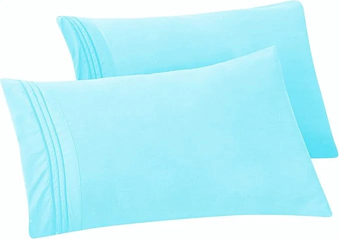 Effective Elegant Comfort Solid Pillowcases 1500 Premium Hotel Quality Microfiber – Smooth Weave Wrinkle and Stain Resistant Easy Slip-On 2-Piece Set Standard Queen Pillowcase Aqua Stylish