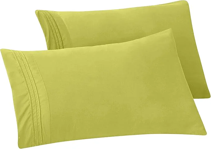 Safe Elegant Comfort Solid Pillowcases 1500 Premium Hotel Quality Microfiber – Smooth Weave Wrinkle and Fade Resistant Easy Slip-On 2-Piece Set King Pillowcase Pistachio Green Lightweight