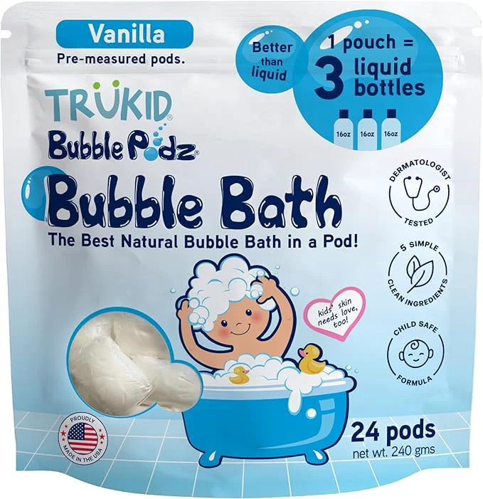 Long-Lasting TruKid Bubble Podz Bubble Bath for Kids Babies Tear Gentle Recyclable