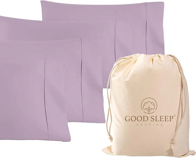 Superior 1000 TC Lavender Standard Pillowcases Set of 4 Egyptian Cotton Pillow Cases with Long Staple Cotton amp Sateen Weave Silky Soft Hotel – Like Bed Pillow Covers for Comfy Sleeping Snug Fit Comfortable