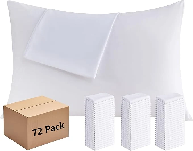 Durable White Pillowcases Standard Size 72 Pack – Bulk Pillow Cases with Envelope Closure Soft Brushed Microfiber Pillow Covers Hospital Hotel Airb amp bs Essentials for Hosts 20×26 Natural