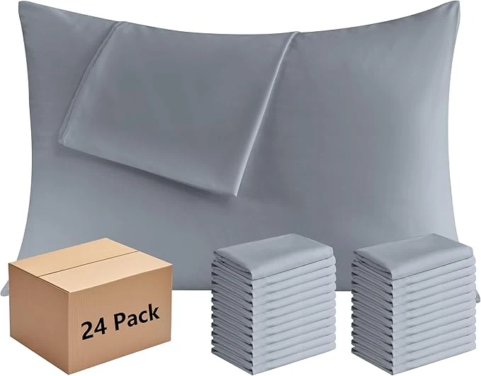 Easy-to-Use Pillowcases King Size 24 Pack – Bulk Pillow Cases with Envelope Closure Soft Brushed Microfiber Pillow Covers Hospital Hotel Airb amp bs Essentials for Hosts 20×36 Gray Premium