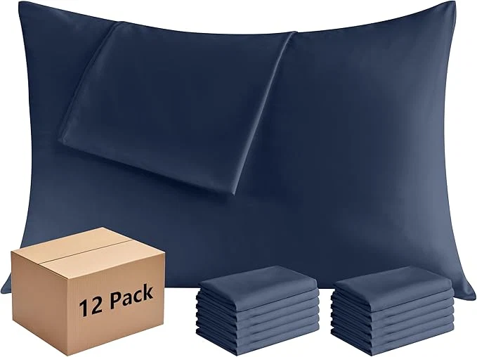 Elegant Pillowcases Queen 12 Pack 20×30 Pillow Cases with Envelope Closure Soft Plain Brushed Microfiber Covers Breathable Wrinkle-Resistant Navy Blue Powerful