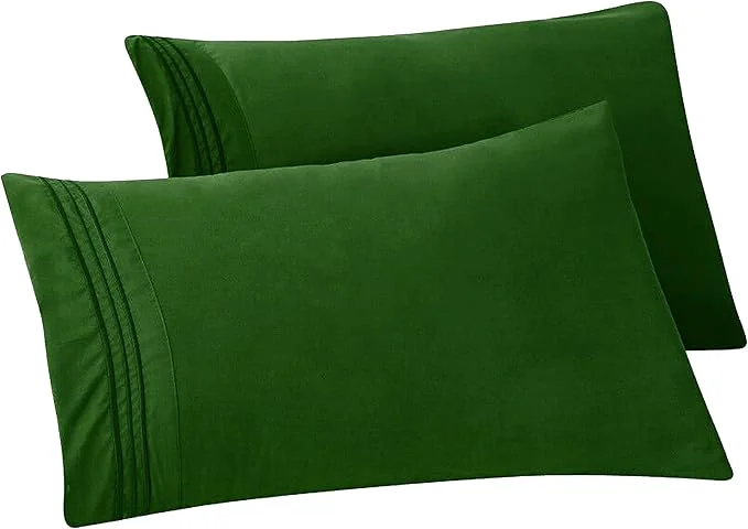 Luxury Elegant Comfort Solid Pillowcases 1500 Premium Hotel Quality Microfiber – Smooth Weave Wrinkle and Stain Resistant Easy Slip-On 2-Piece Set King Pillowcase Hunter Green Official