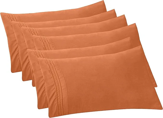 Versatile Elegant Comfort 6-Pack Solid Pillowcases 1500 Premium Hotel Quality Microfiber – Smooth Weave Wrinkle and Fade Resistant Easy Slip-On 6-Piece Set Standard Queen Pillowcase Coral Pure
