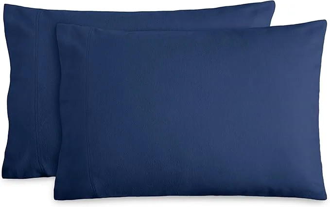 Healthy Bare Home Flannel Standard Pillowcases Set of 2- Cotton – Velvety Soft amp Cozy – Double Brushed Heavyweight Flannel Pillowcases Standard Pillowcase Set of 2 Dark Blue Contemporary