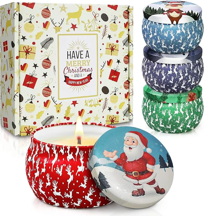 Luxury Christmas Candle Gift Set for Women 4 Pack Long Lasting Soy Wax Candles Professional