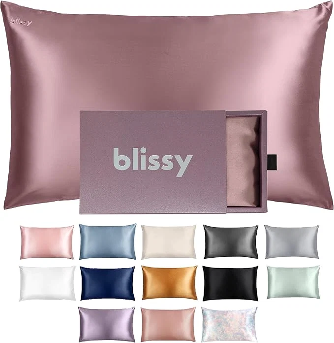 Sophisticated Blissy Silk Pillowcase – Pure Mulberry Silk – 22 Momme 6A High-Grade Fibers – Silk Pillow Cover for Hair amp Skin – Regular Queen amp King Plum Standard Organic