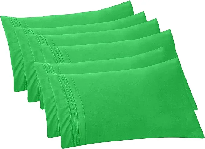 Elegant Comfort 6-Pack Solid Pillowcases 1500 Premium Hotel Quality Microfiber – Smooth Weave Wrinkle and Fade Resistant Easy Slip-On 6-Piece Set Standard Queen Pillowcase Emerald Green Fashionable